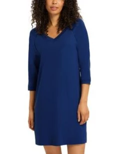 Pure Essence Raglan Three-Quarter Sleeve Cotton Short Gown - Hanro