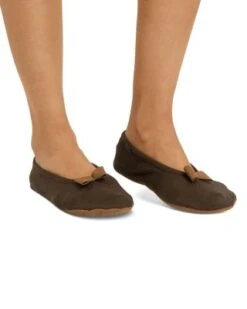 Double Face Cotton Blend Bow Detail Slippers - Hanro