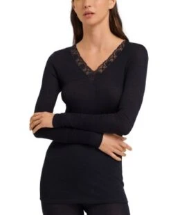 Lace Trim Long Sleeve Sleep Shirt - Hanro