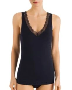 Cotton Lace V-Neck Tank - Hanro