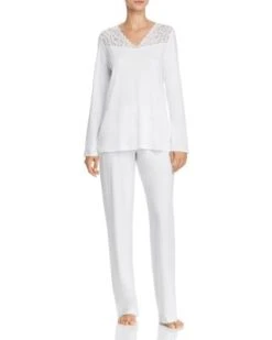 Moments Lace-Trim Cotton Long Sleeve Pajama Set - Hanro
