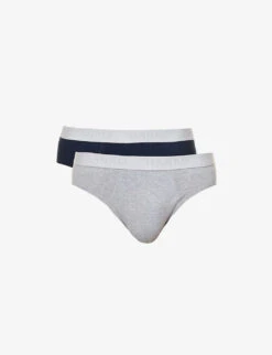 HANRO Pack Of Two Logo-waistband Stretch-cotton Briefs
