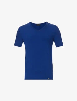 HANRO V-neck Regular-fit Stretch-woven T-shirt